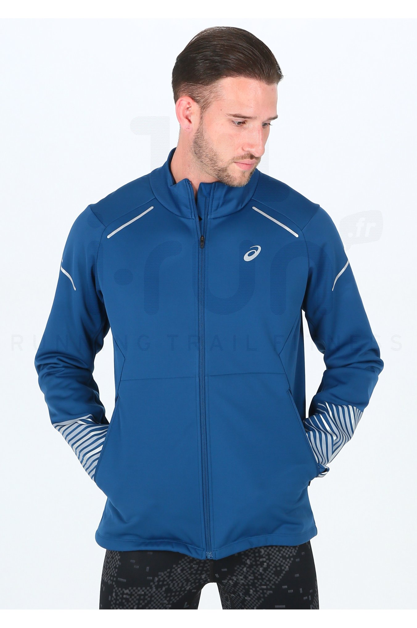 asics lite show jacket blue