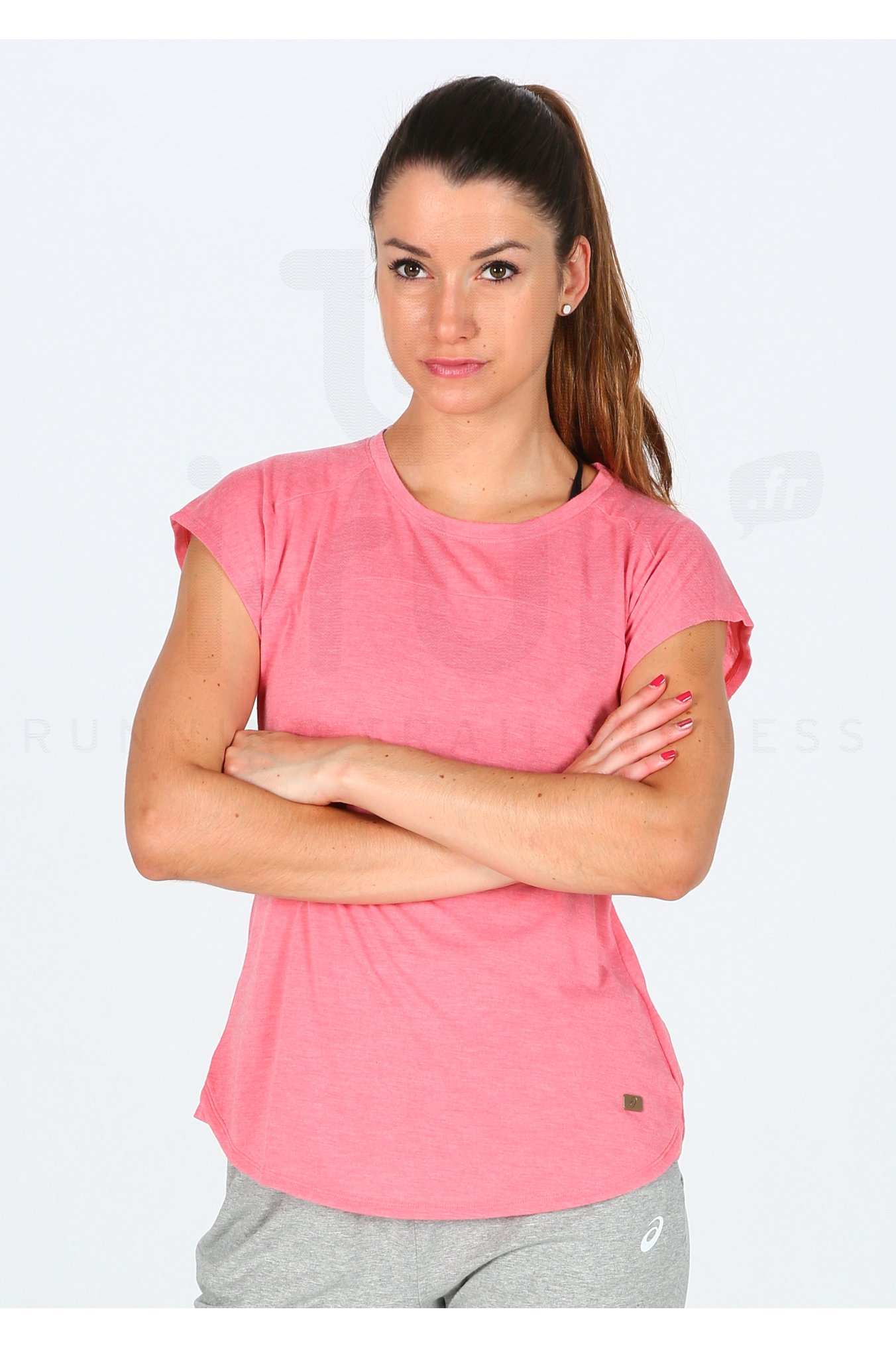 asics t shirt fille rose