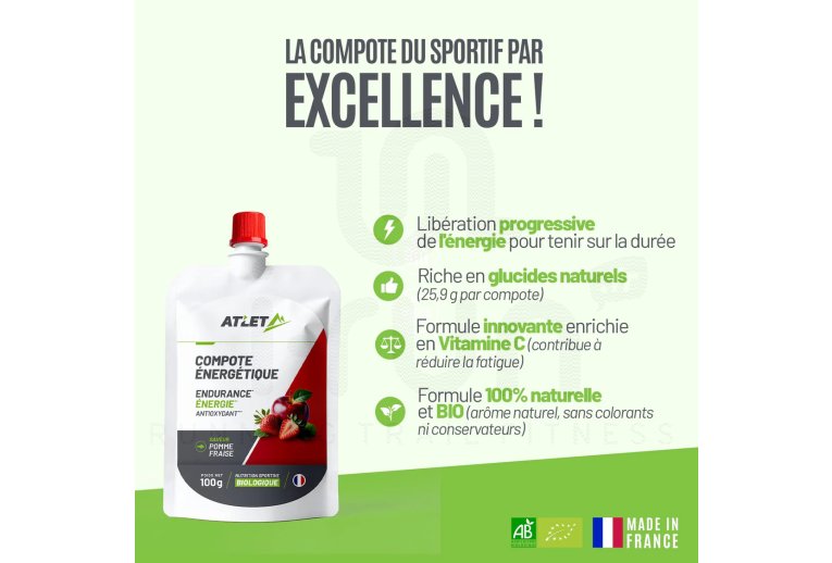 Atlet Biologische energiecompote - Appel Aardbei