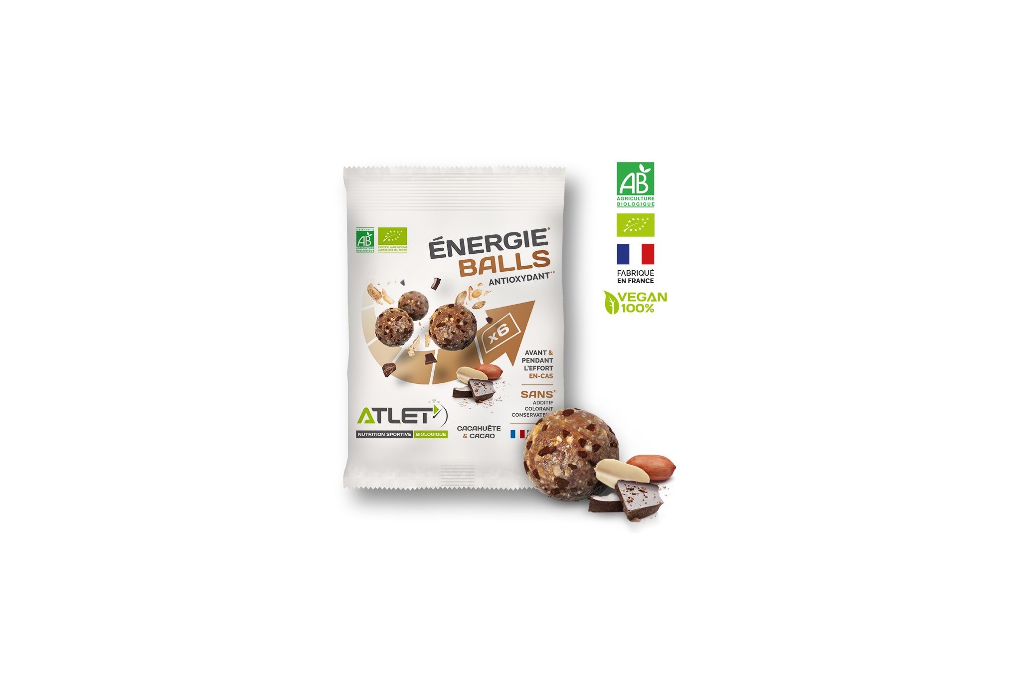 Atlet Énergie Balls Bio - Cacahuète et cacao Diététique Barres