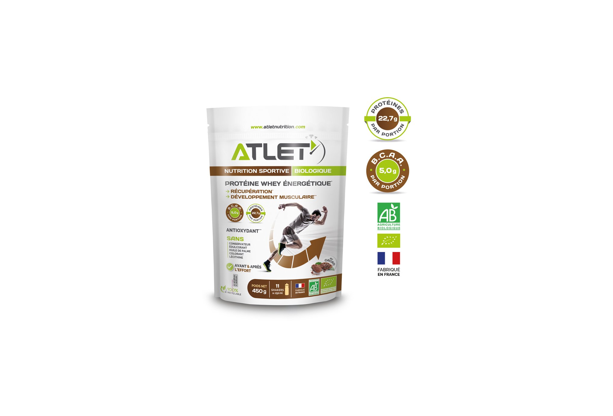 Atlet Protéine Whey Énergétique - Cacao Diététique Protéines / récupération