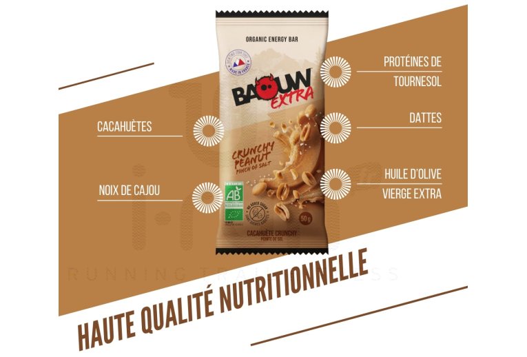 Baouw Barre nergtique bio Extra - Olive - Cajou Crunchy - Arachide