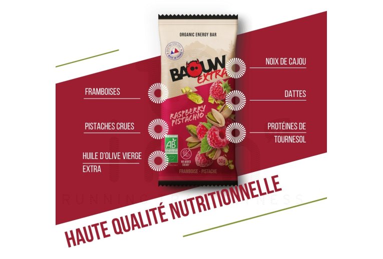 Baouw Barretta energetica bio Extra - Lampone - Pistacchio