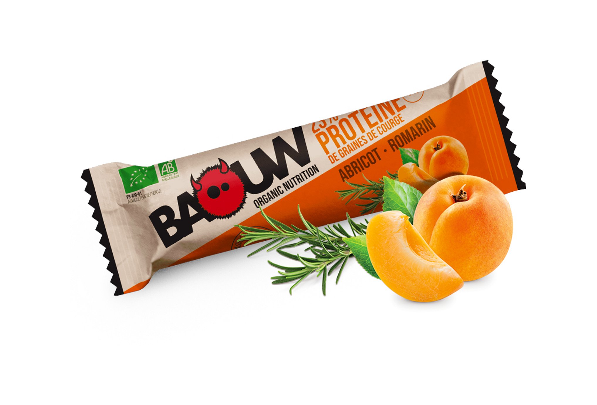 Baouw Barre protéinée bio - Protéine de graines de courge - Abricot - Romarin Diététique Barres