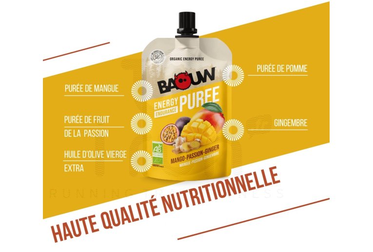 Baouw Purée énergétique Bio Mango - Passionsfrucht - Ingwer