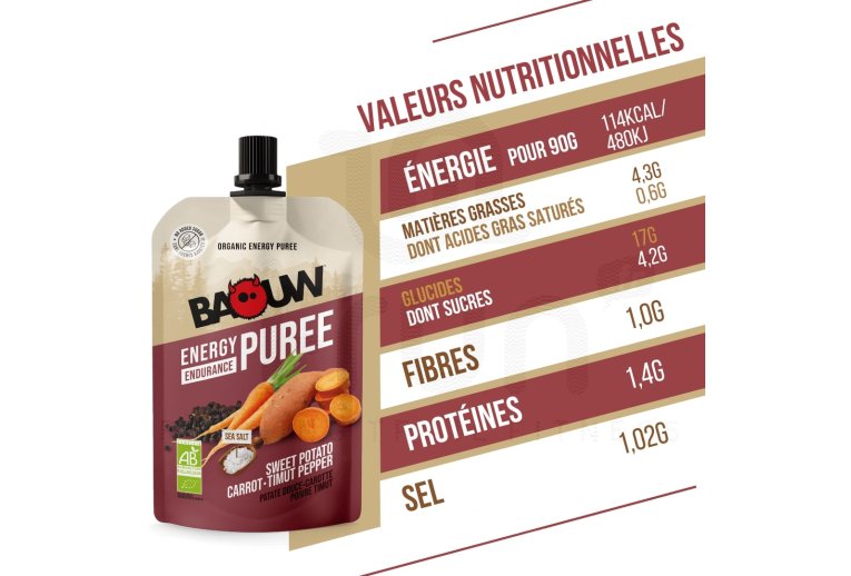 Baouw pur� energ�tico bio - batata, zanahoria y pimienta Timut