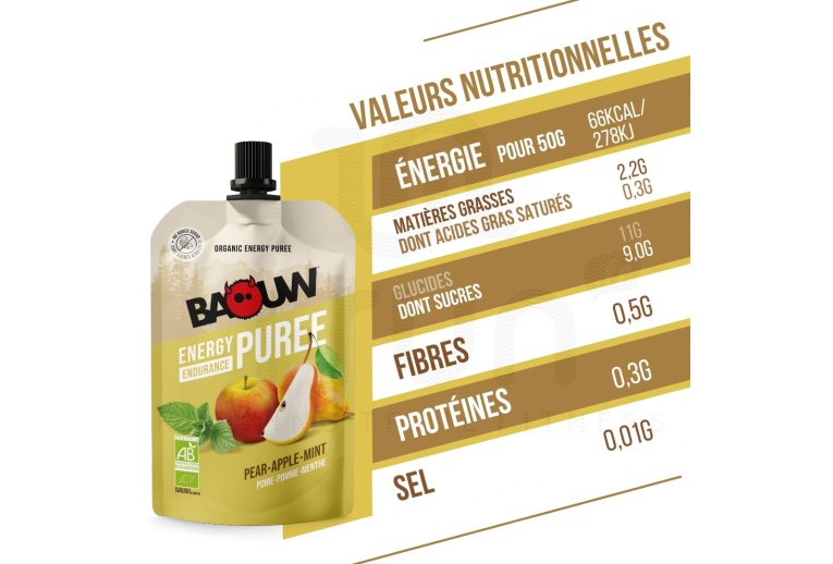 Baouw compota energ�tica bio - pera. manzana y menta