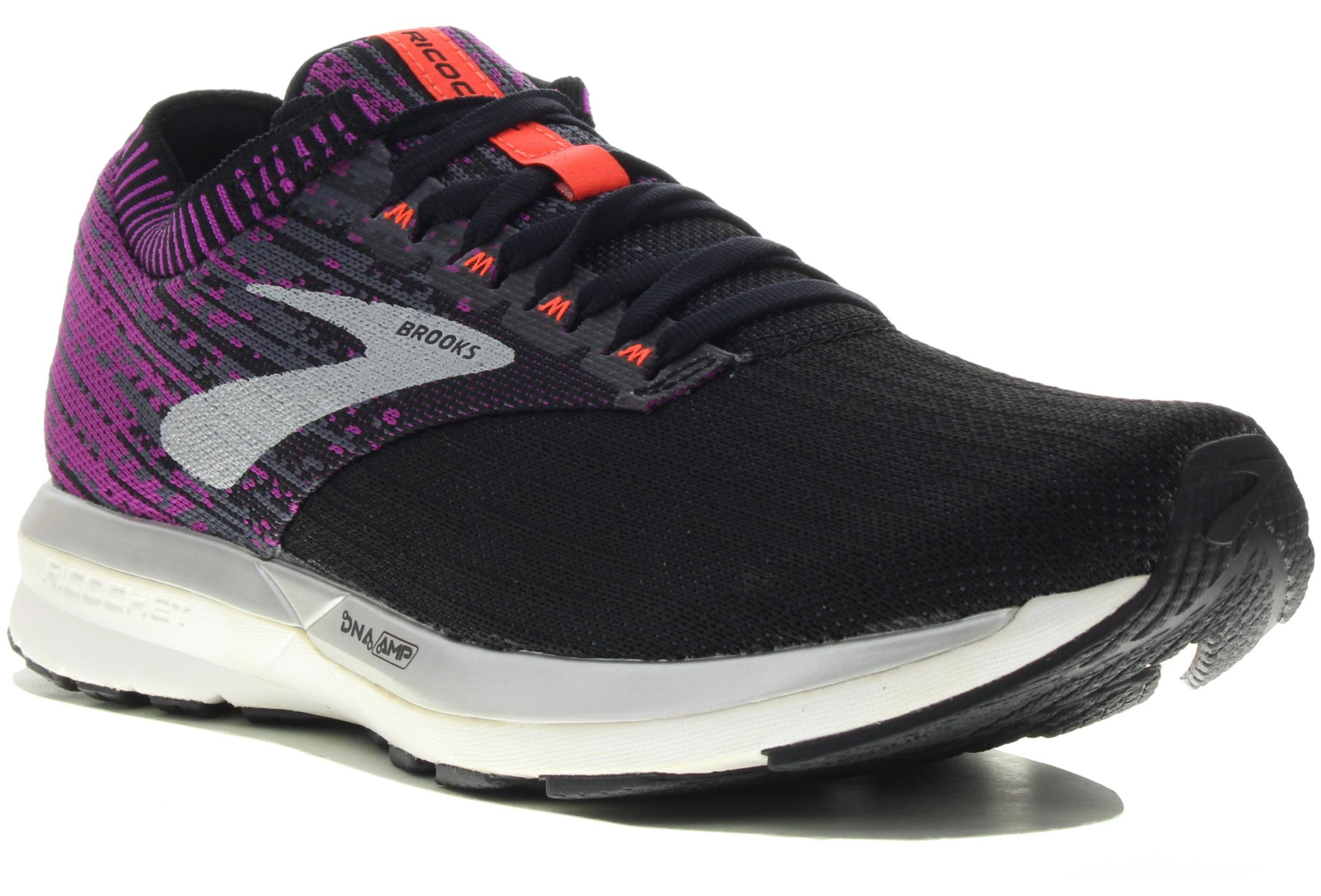 brooks ricochet black tan pink