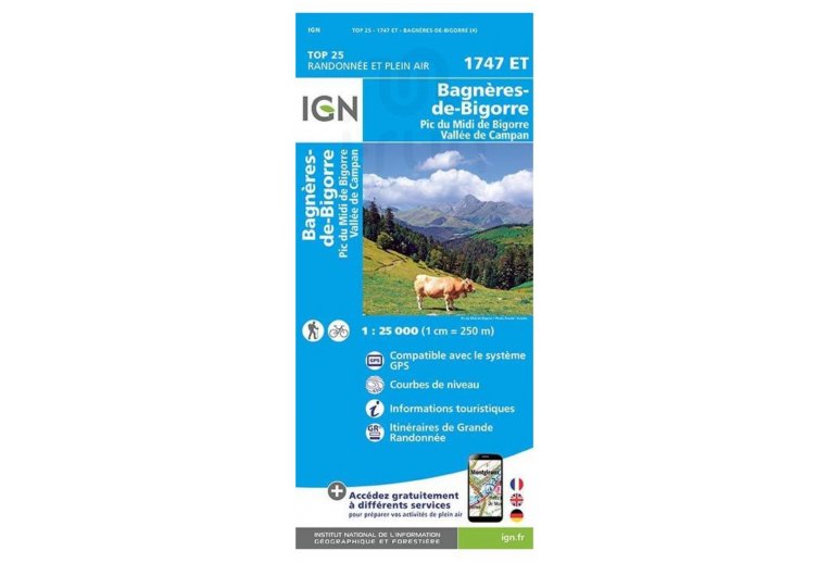 Carte IGN Bagnres-de-Bigorre 1747ET