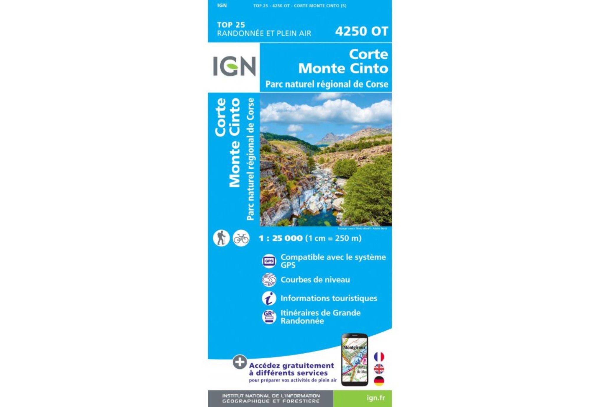 Carte IGN Corte Monte Cinto 4250OT Cartes