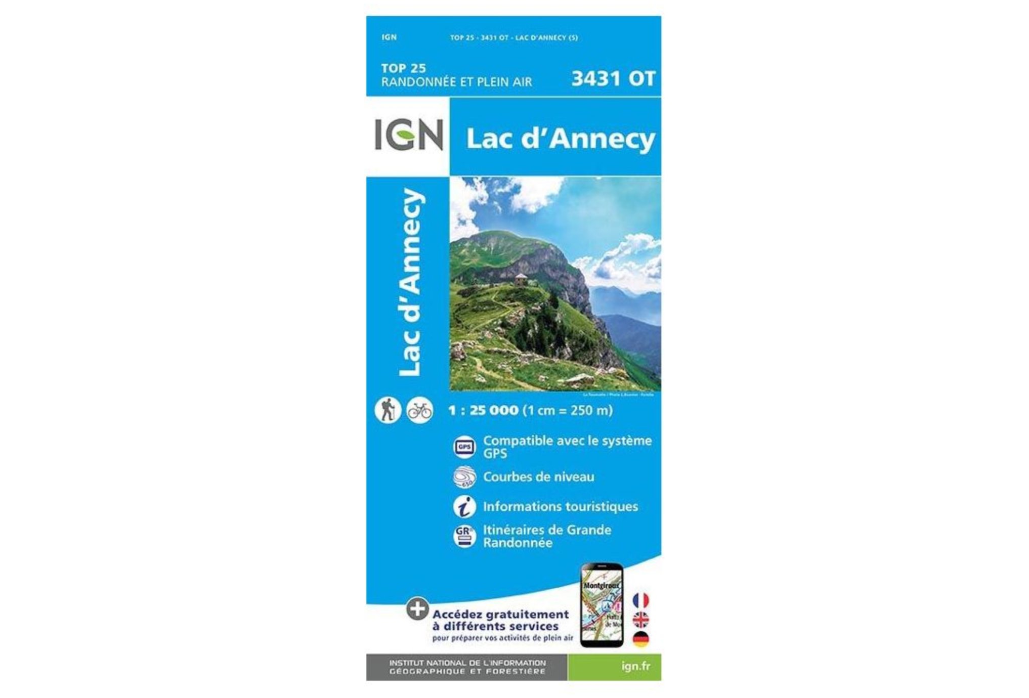 Carte IGN Lac d'Annecy 3431OT Cartes