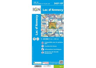 Carte IGN Lac d'Annecy 3431OT