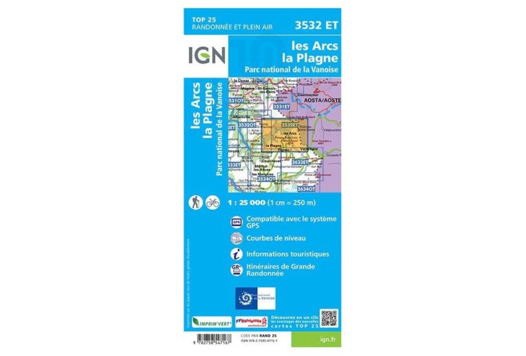 Carte IGN Les Arcs La Plagne 3532ET