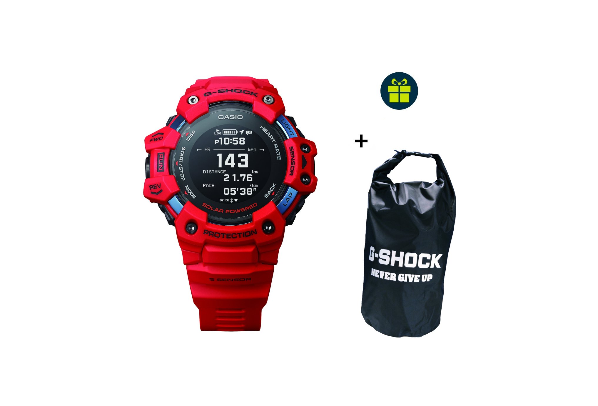 Casio G-SQUAD HR GBD-H1000-4ER et sac étanche G-Shock offert Cardio-Gps