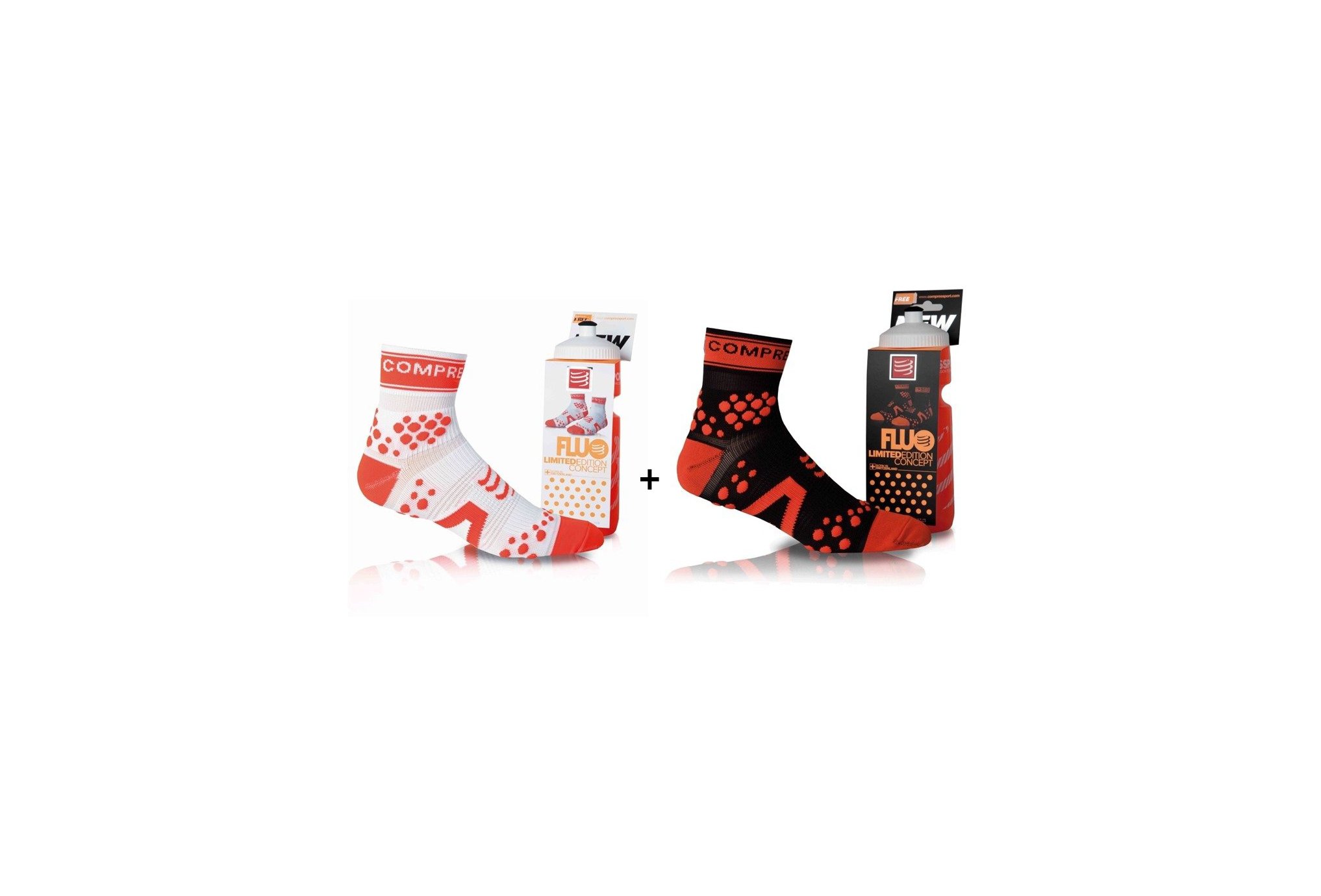 Compressport Pack Pro Racing V2 Run High + bidons Chaussettes