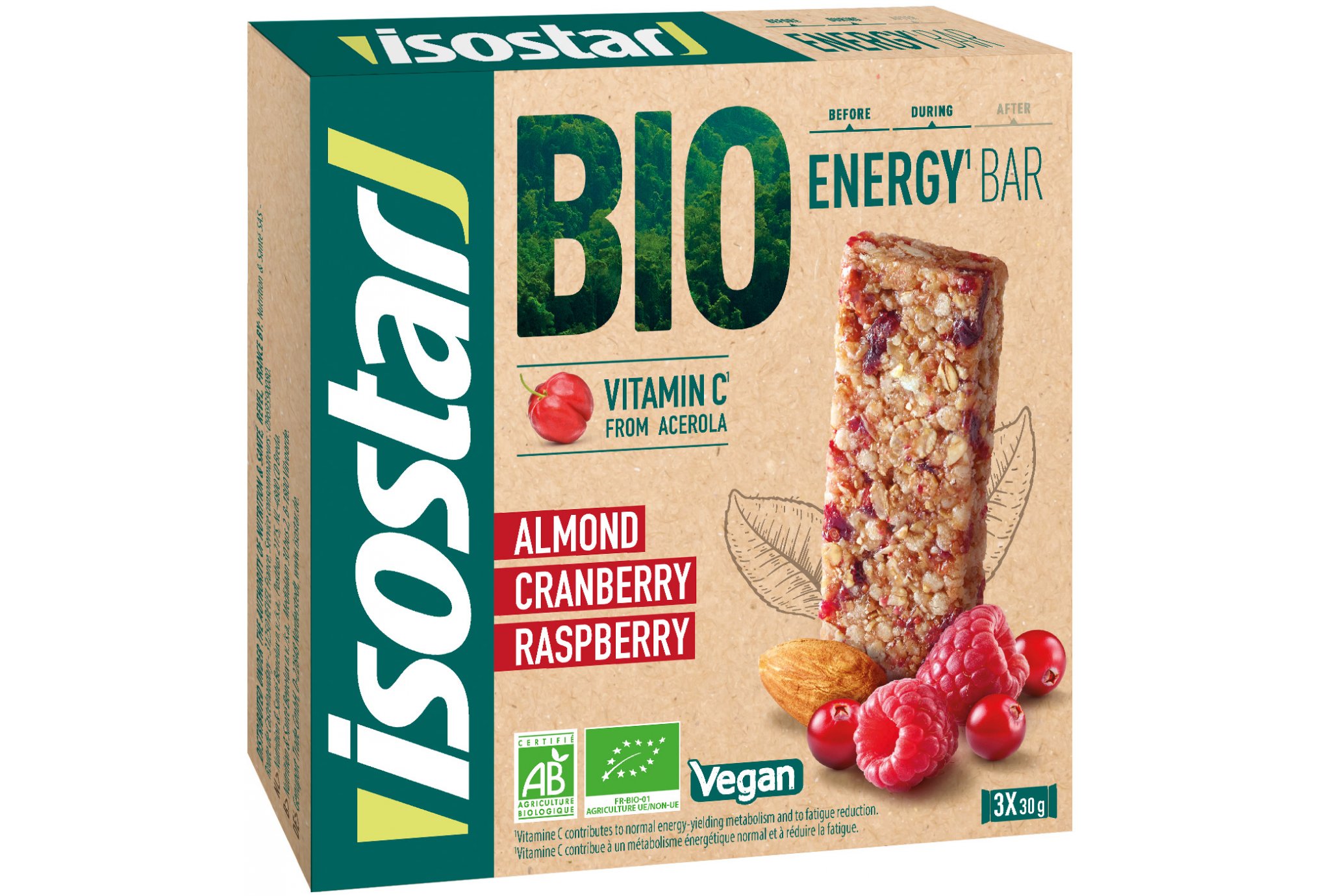 Isostar Energy Bar Bio - Amandes, cranberry et framboise Diététique Barres
