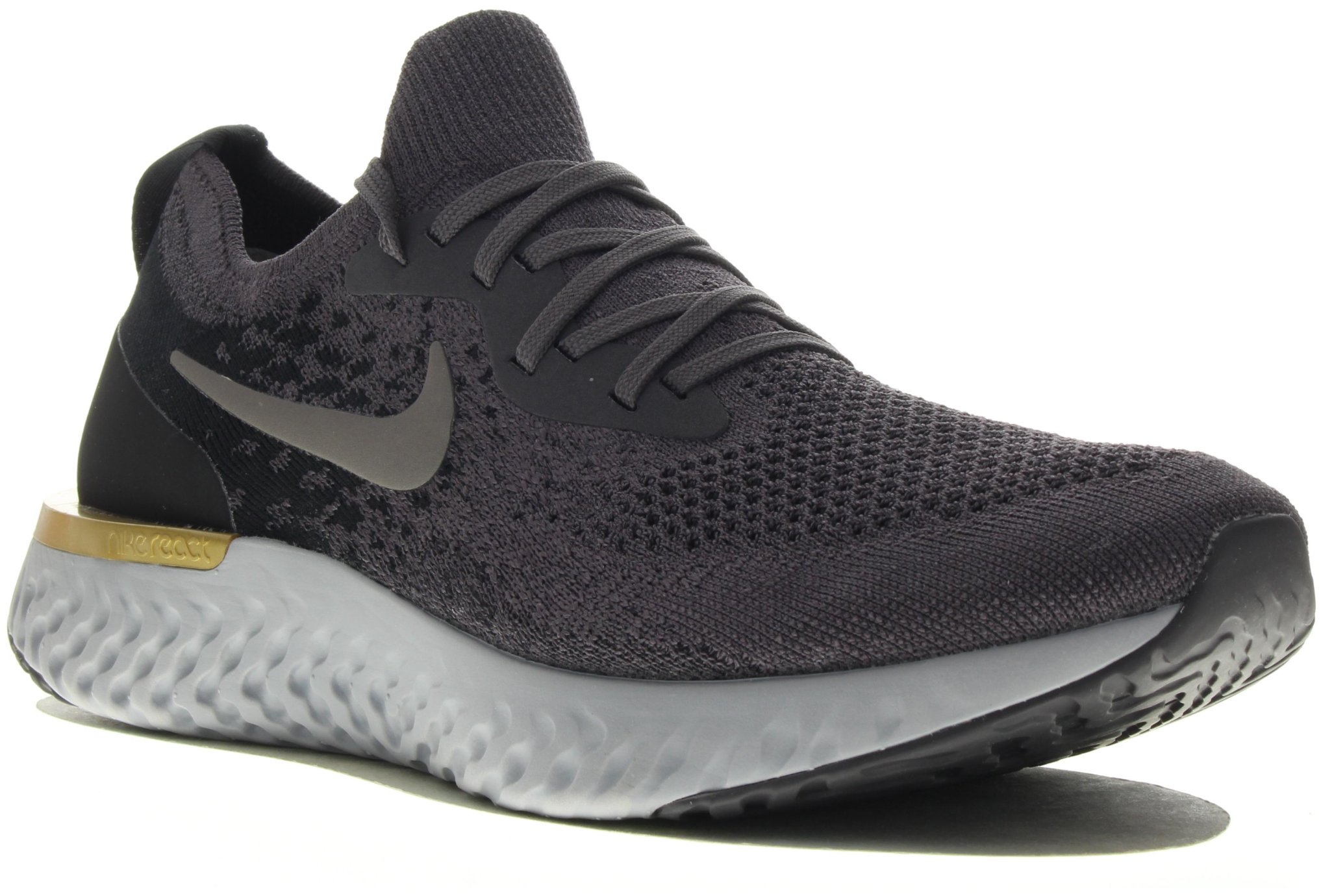 nike running epic react flyknit trainers in black and white