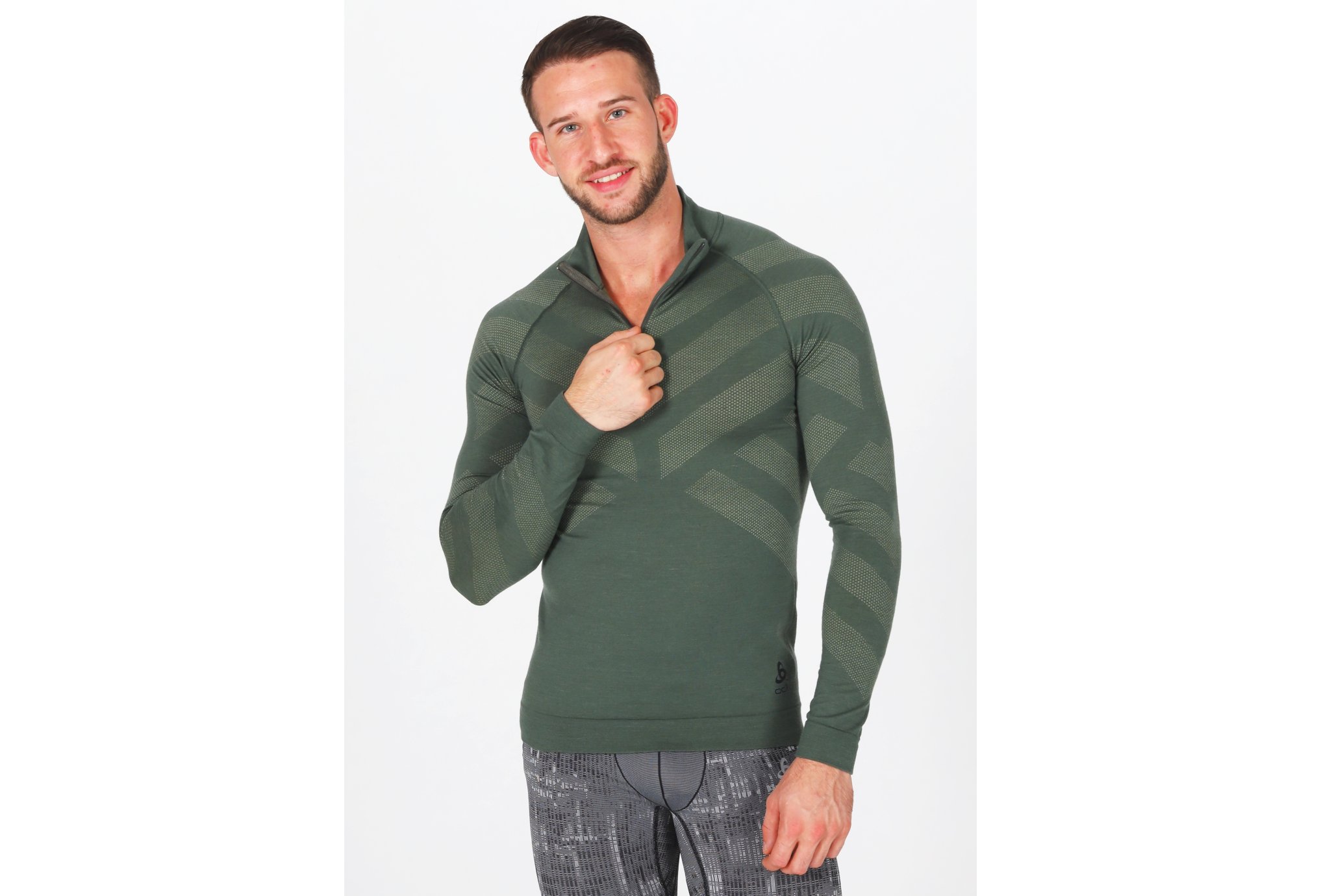 Odlo Natural + Kinship Warm 1/2 zip M vêtement running homme