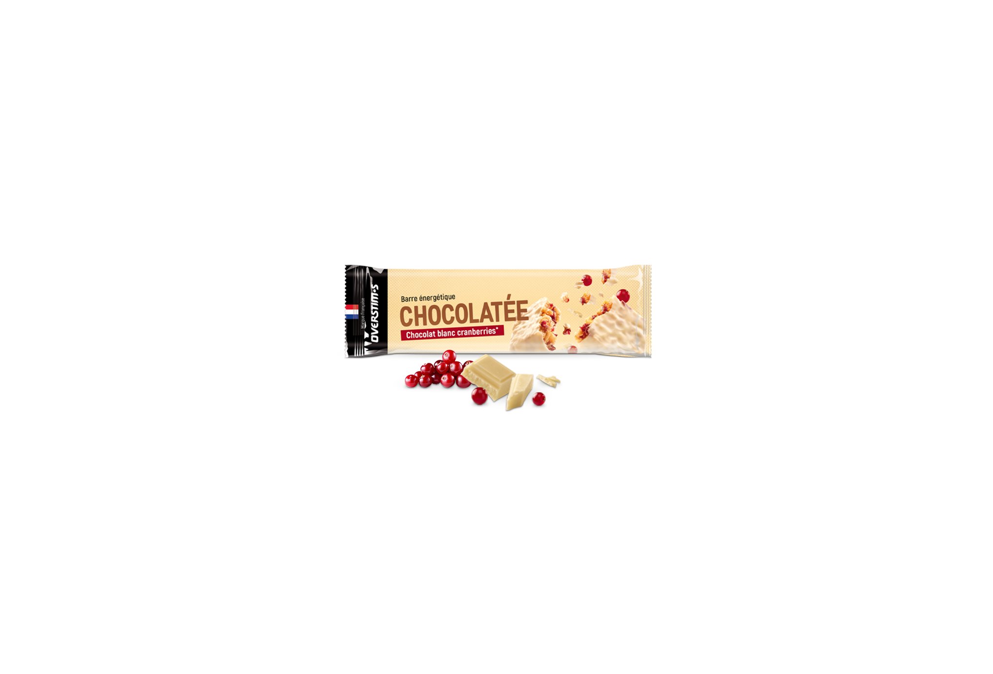 OVERSTIMS Barre Chocolatée - Chocolat blanc/cranberries Diététique Barres