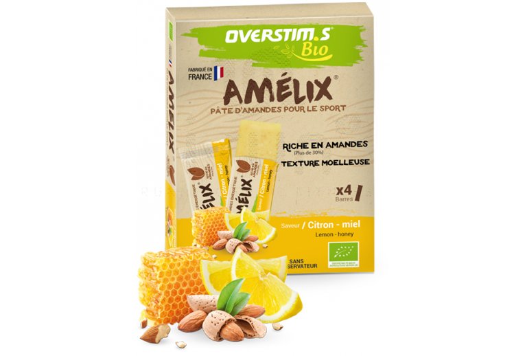 OVERSTIMS paquete de 4 barritas almendras Amelix Bio - Limón Miel