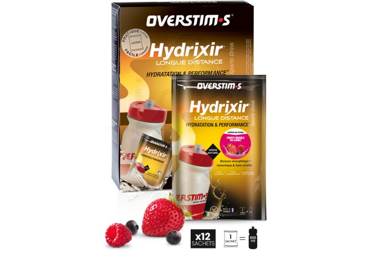 OVERSTIMS bebida Hydrixir Larga distancia - 12 bolsitas - Frutos rojos