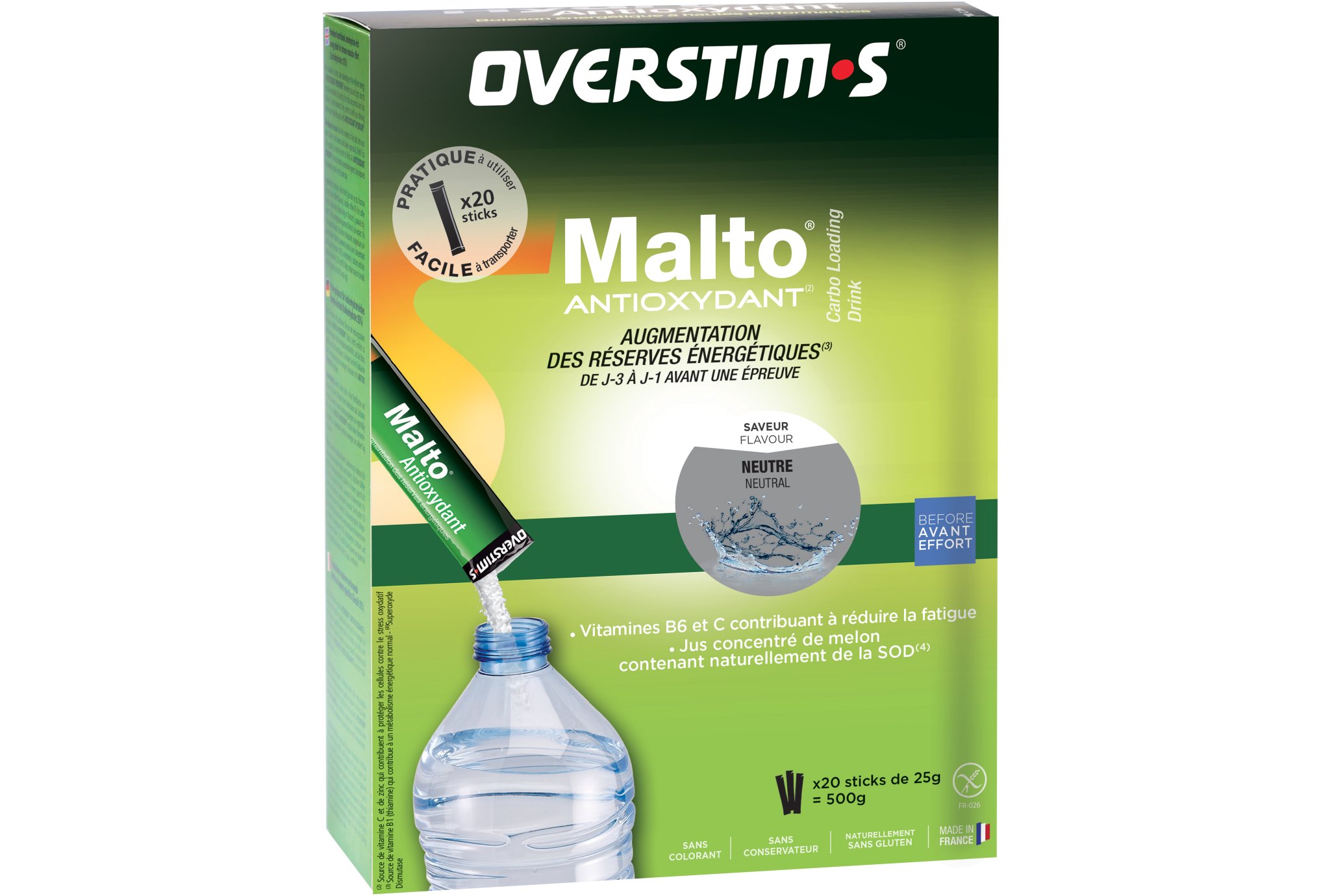 OVERSTIMS Malto Antioxydant 20 sticks - Neutre Diététique Préparation
