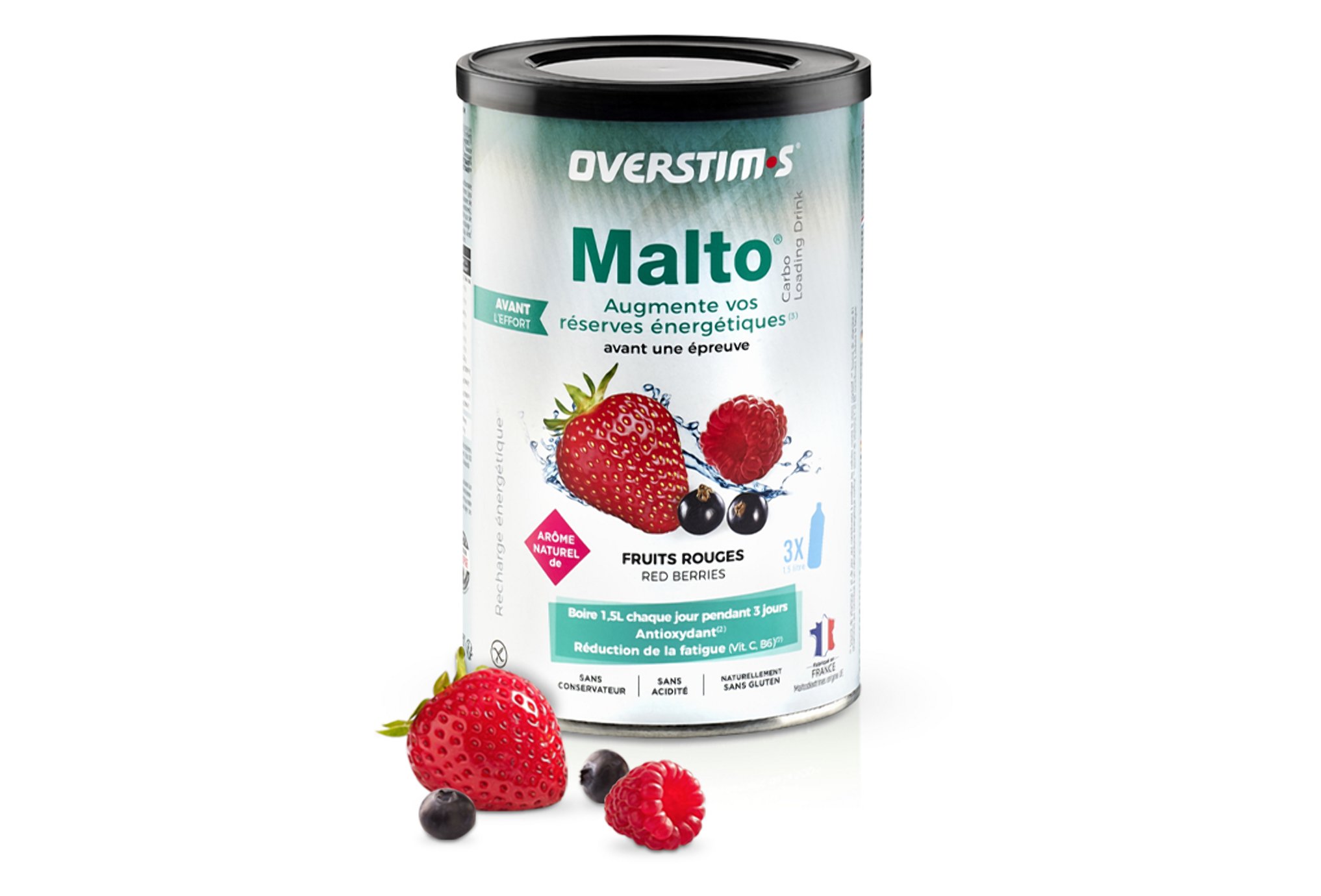 OVERSTIMS Malto Antioxydant 500 g - Fruits rouges Diététique Préparation