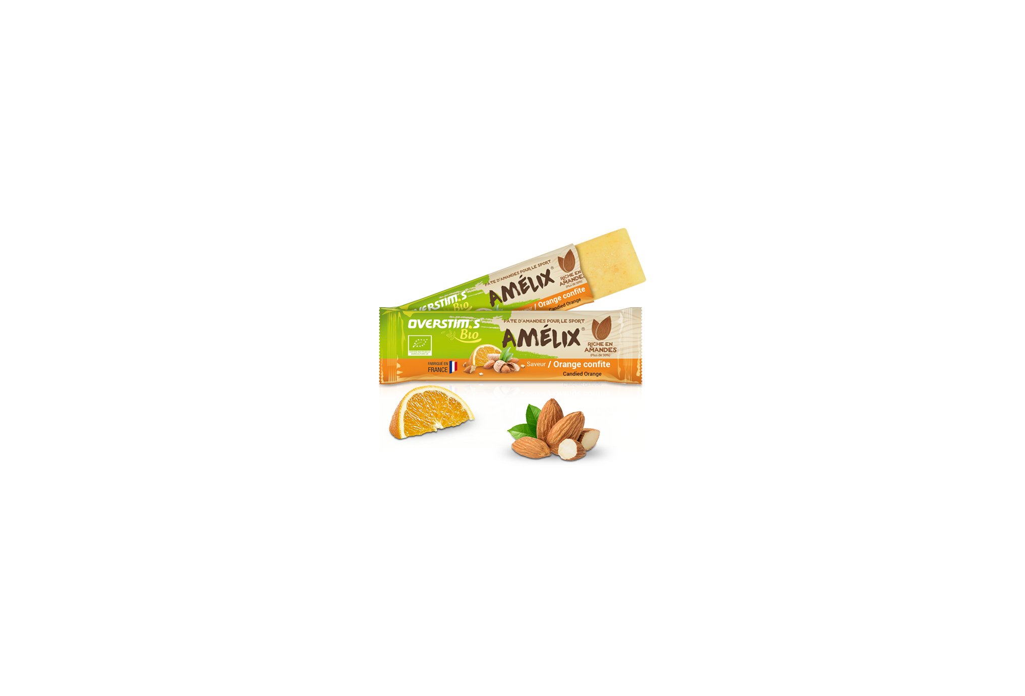 OVERSTIMS Pâtes d'amandes Amélix Bio - Orange confite Diététique Barres