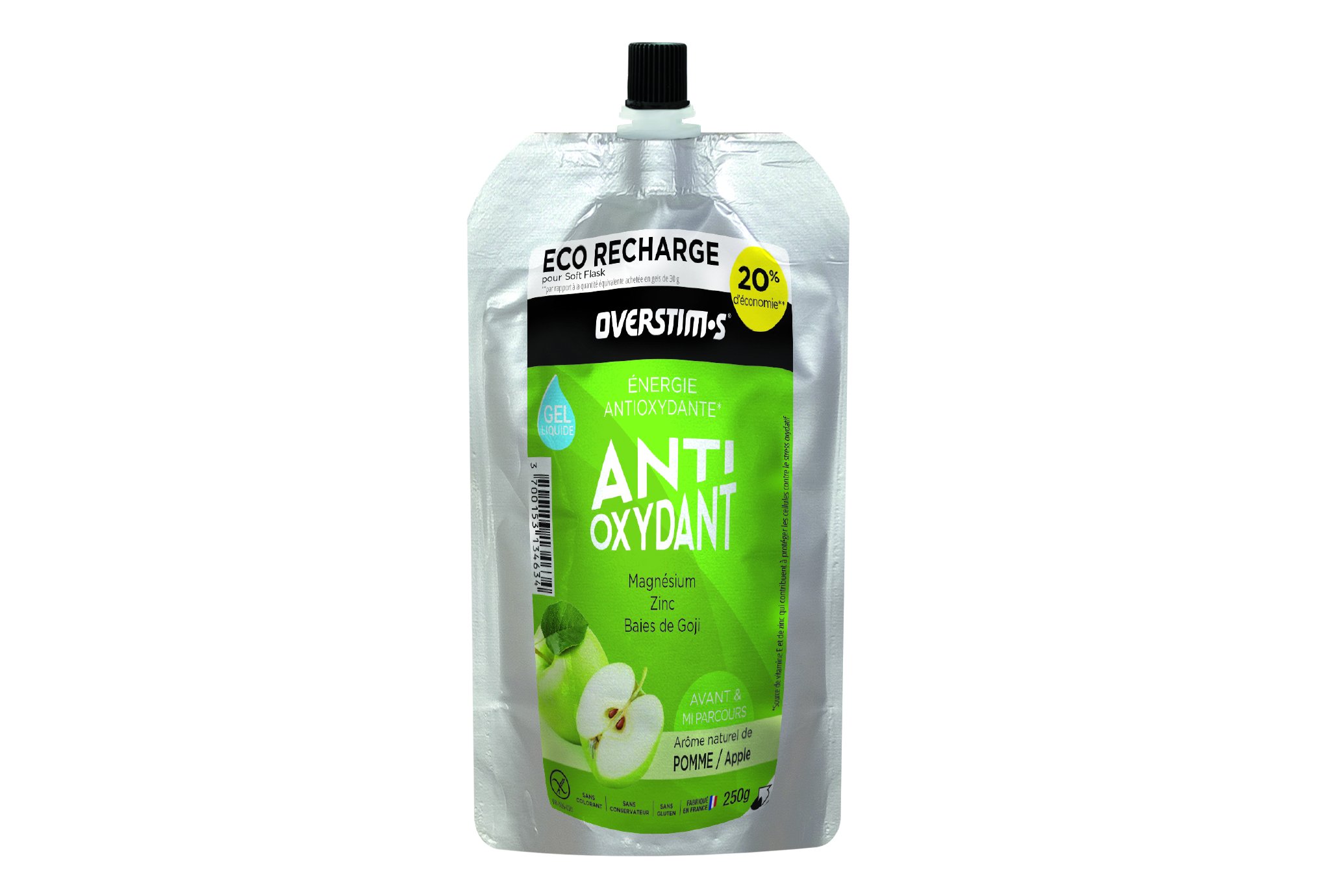 OVERSTIMS Recharge Eco Gel Endurance Antioxydant 250 g - Pomme Diététique Gels