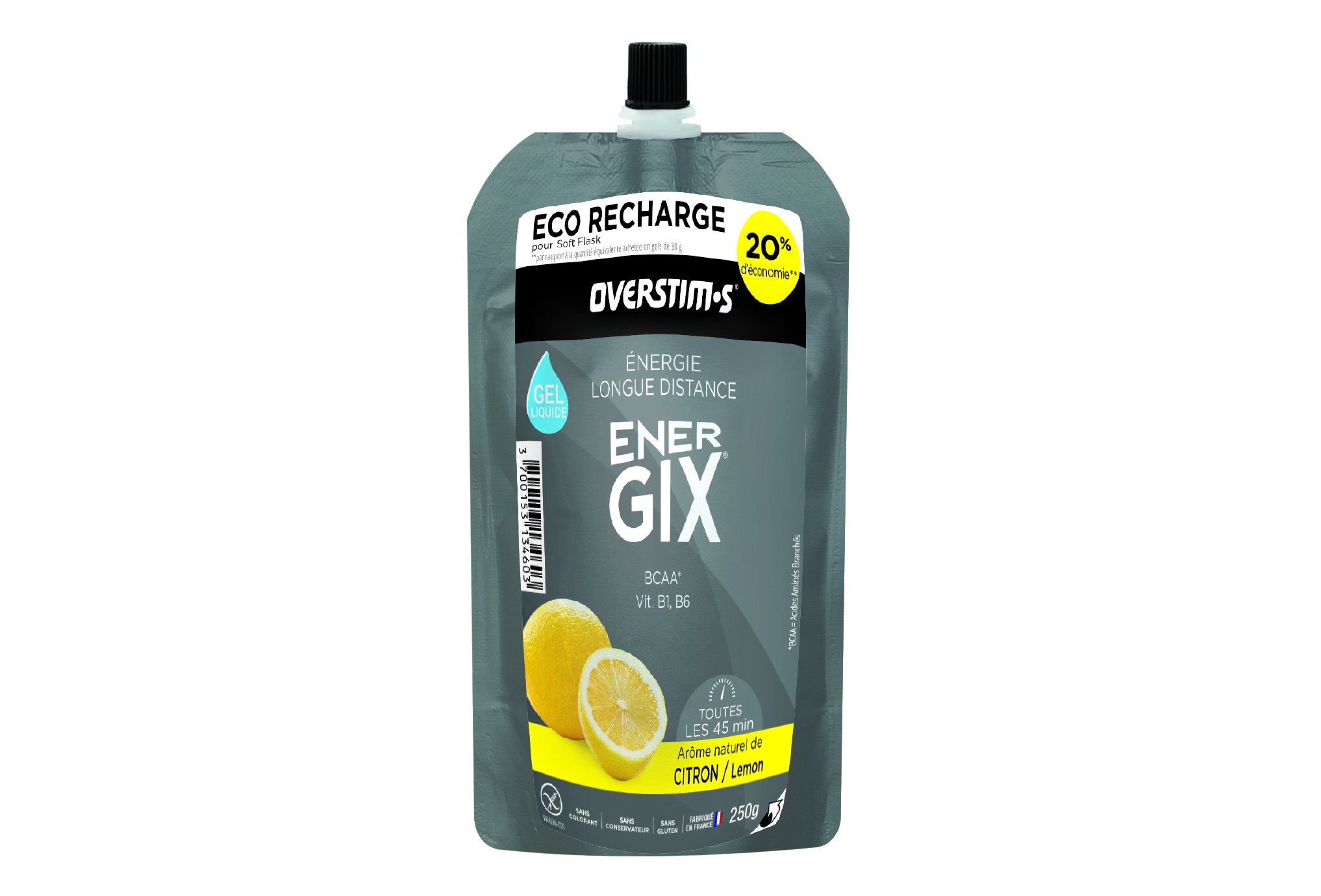 OVERSTIMS Recharge Eco Gel Endurance Energix 250 g - Citron Diététique Gels